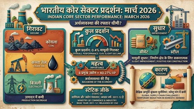 01 May 2026 Current Affairs Hindi Core Industries Index March 2026 Data