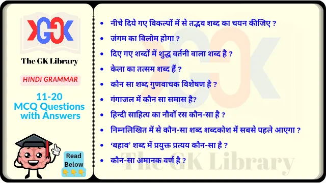 10 Question With Answer set Hindi Grammar