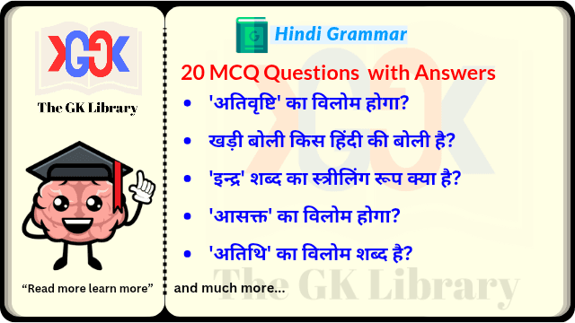 20 MCQ QnA Hindi Grammar