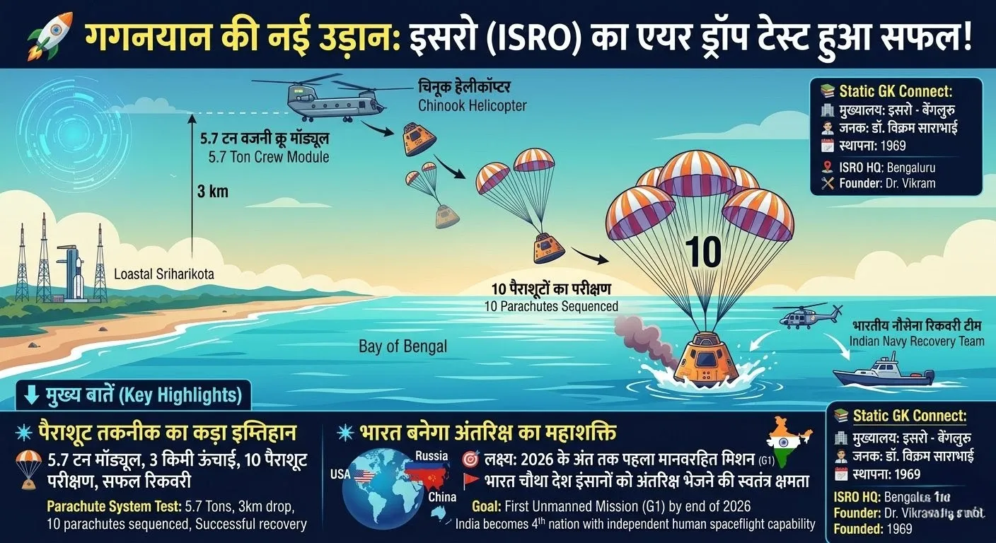 ISRO Gaganyaan Mission IADT-02 Air Drop Test Success Sriharikota