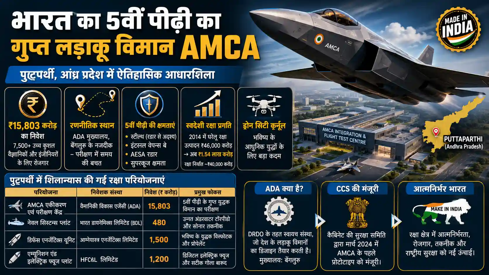 AMCA Advanced Medium Combat Aircraft Foundation Stone Puttaparthi Defence India