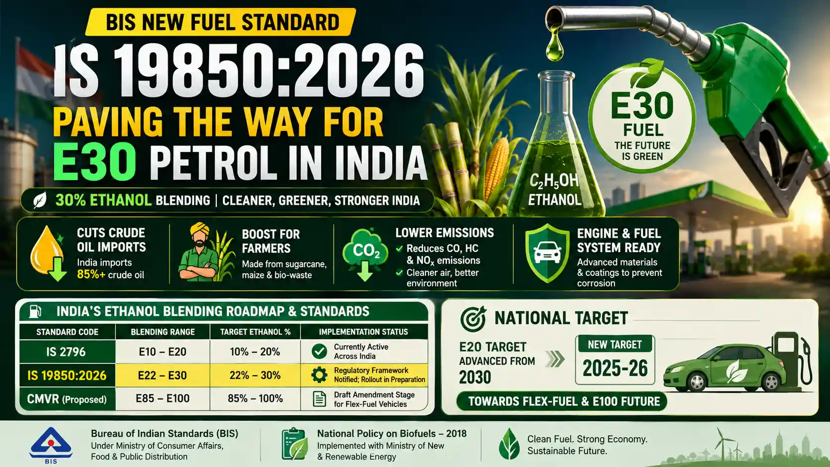 BIS IS 19850 2026 Ethanol Blending Standard E30 Green Energy India