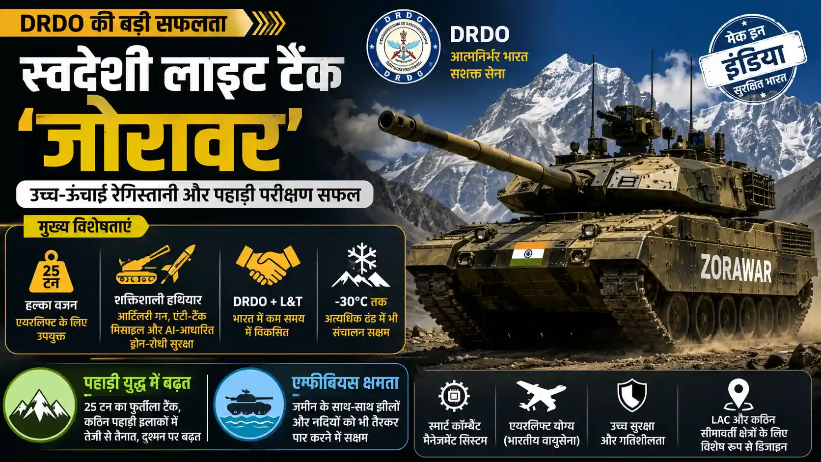 DRDO Zorawar Light Tank High Altitude Trials Indian Army Defence Updates