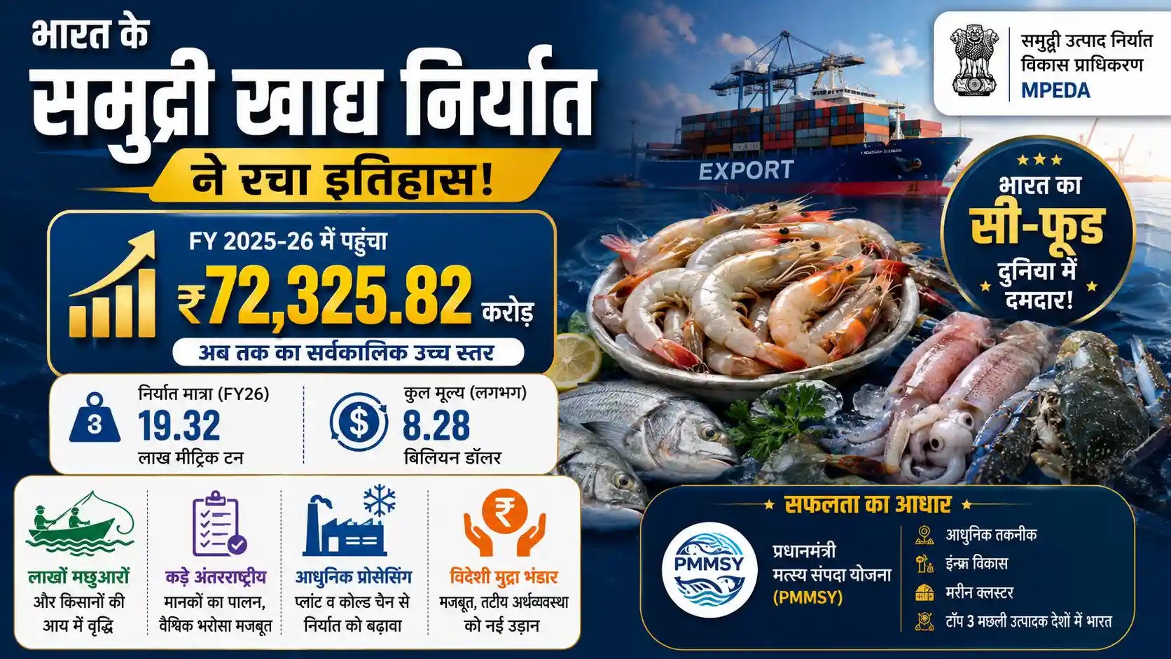 India Seafood Exports Record High FY26 MPEDA Data